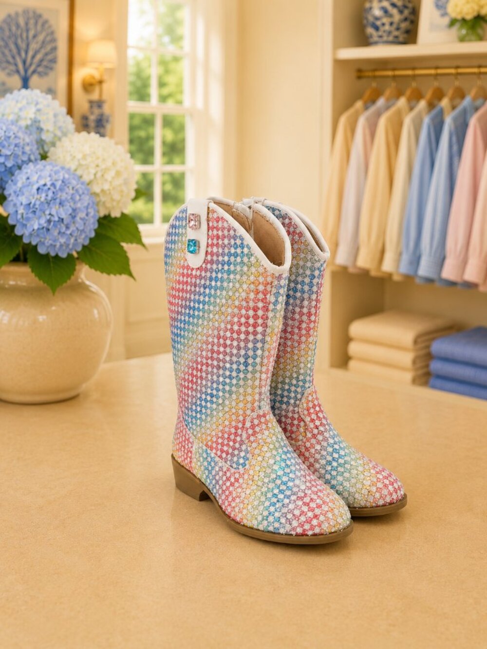 Lola + The Boys Multicolor Rhinestone Girls' Cowboy Boots